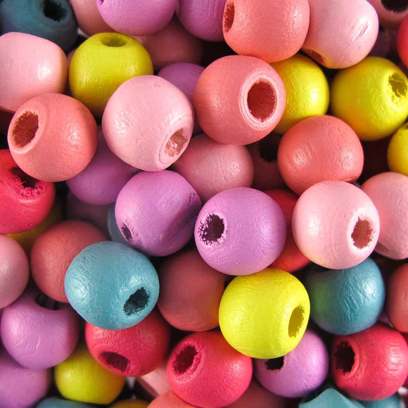 Wood 6mm rnd multi pstel 30g/440pcs