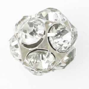 Metal 18mm rnd diamante silver clear 2pc