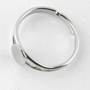 Metal 8x6mm oval plate ring NF nkl 6pcs