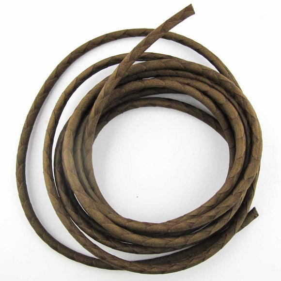 Cord 3.5mm rnd rubber chocolate 2metres