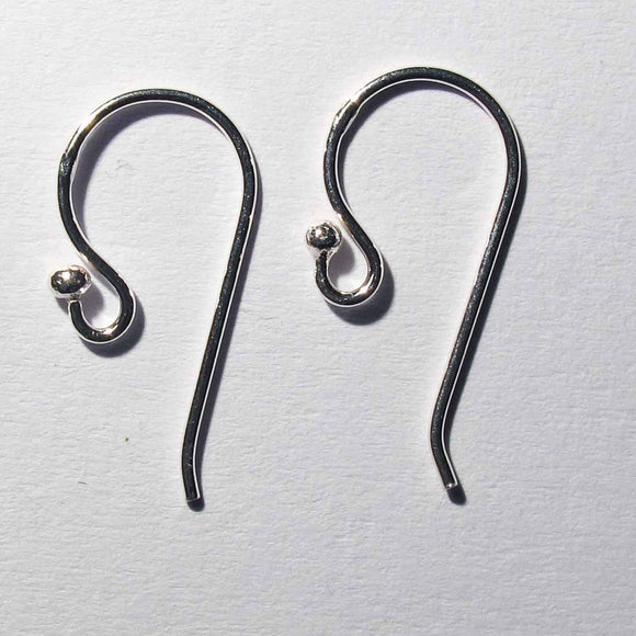 Sterling sil 16mm earring hook/dot 20pcs