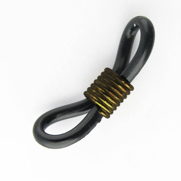 metal 25mm glasses ends blk / brass 20pc
