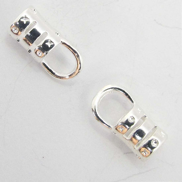Metal 3mm cord ends NF SILVER 10pcs