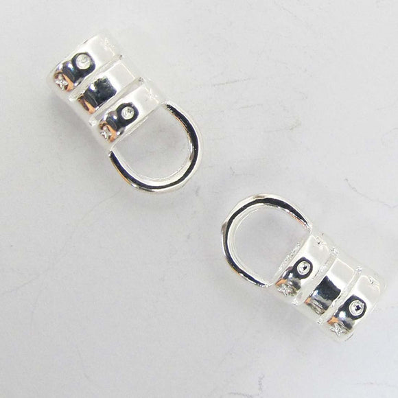 Metal 4mm cord ends NF SILVER 6pcs
