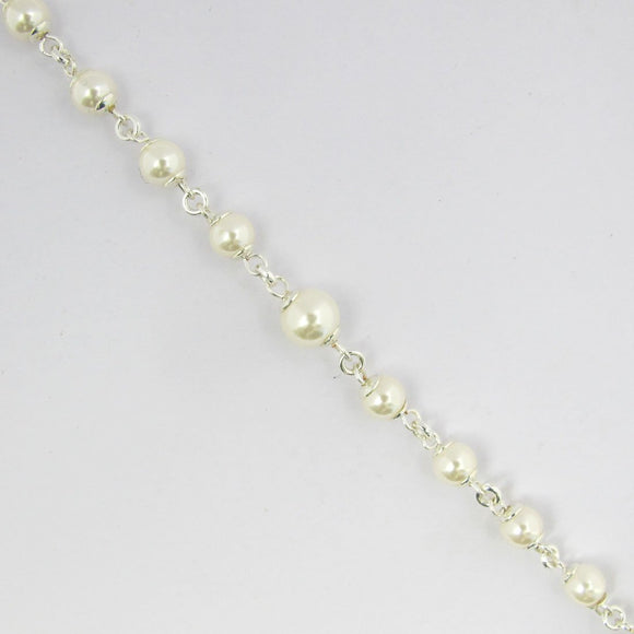 Pearl chain silver/ivory 1metre