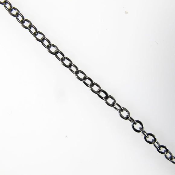 Metal chain 3x2.5mm flat oval NF BLK 2mt