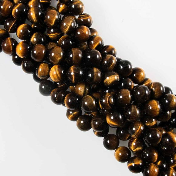 Semi prec 10mm rnd tiger eye natural 18p