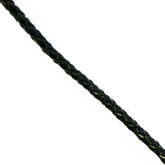 Plas 3mm rnd plaited cord black 10metres