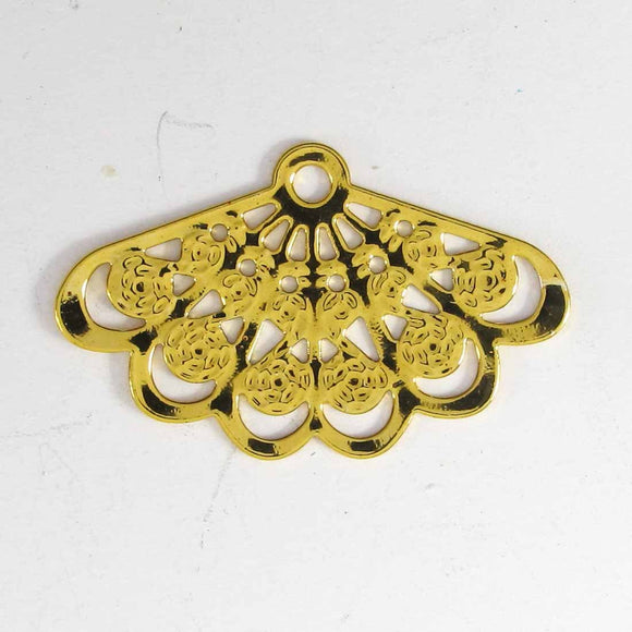 Metal 14x24mm fan filagree NF GOLD 4pc