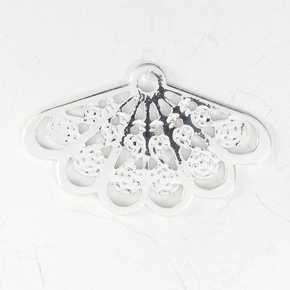 Metal 14x24mm fan filagree NF SILVER 4pc