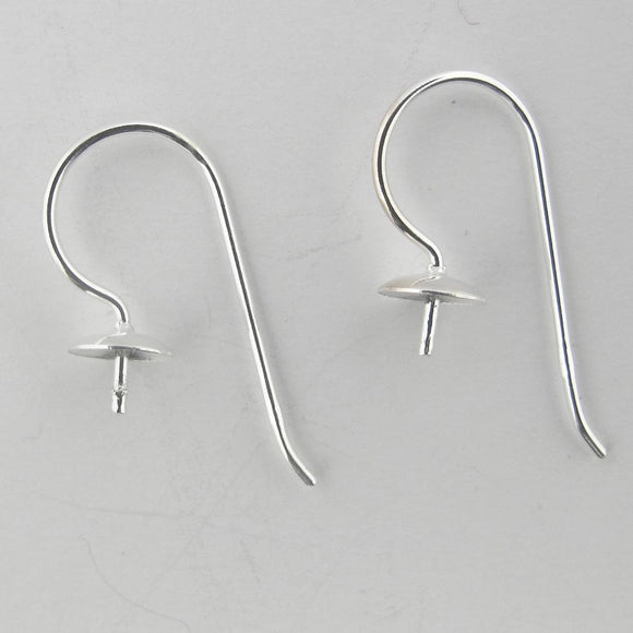 Sterling sil 6mm cup/hook Earing 2pcs