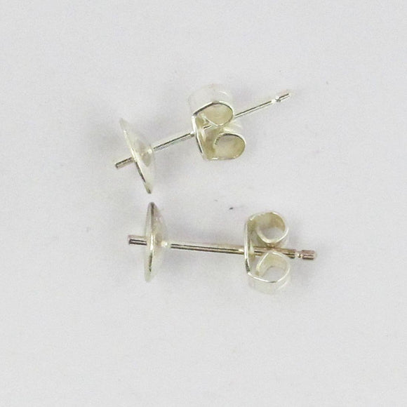 Sterling sil 6mm cupped stud EARRINGS 8p