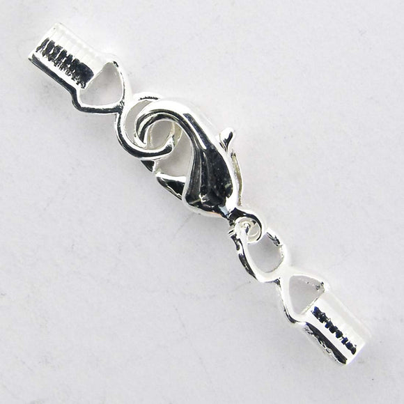 Metal 1mm cord ends 10mm claspNF sil 4p