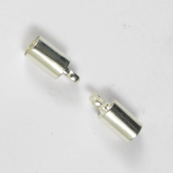 Metal 3mm cord ends NF silverl 100pc