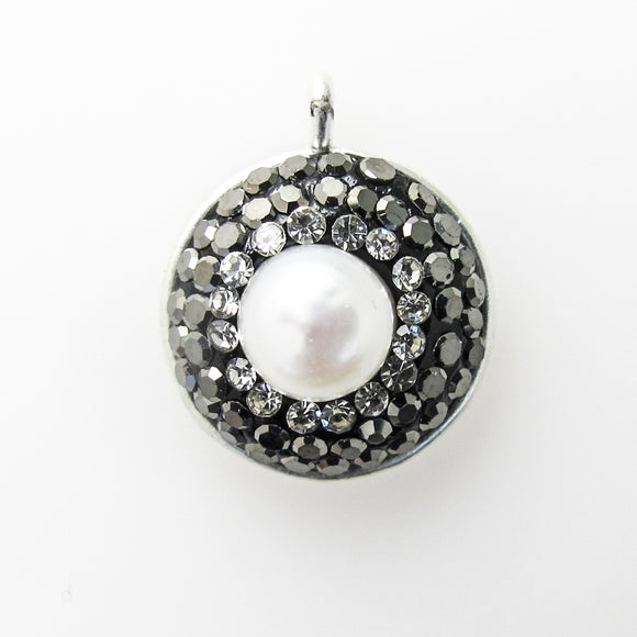 Metal 15mm pearl/loop rhombus NF silv 1p