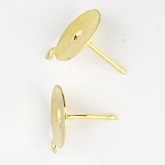 Metal 10mm rnd ER stud/loop NF GLD 10pc