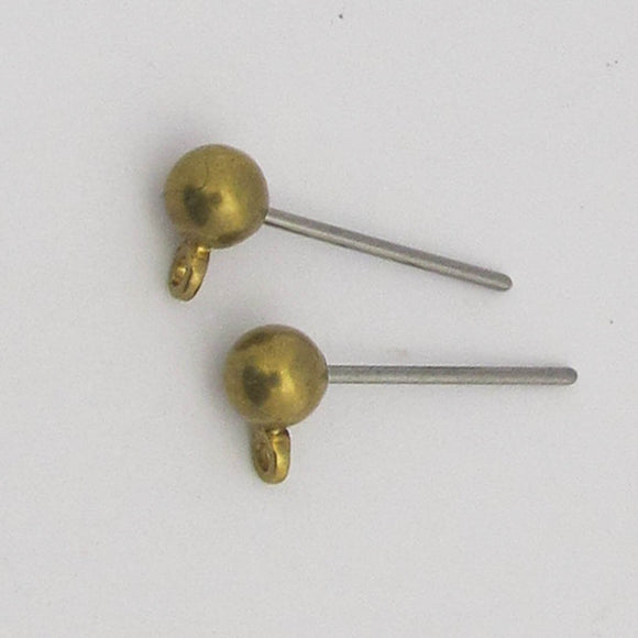 Metal 4mm ER brass ball Surg post 6pcs