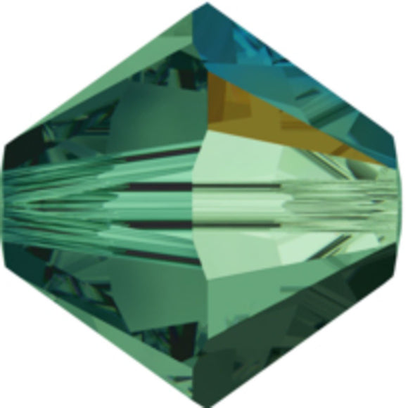 Austrian Crystals 3mm 5328 emerald AB 30pcs