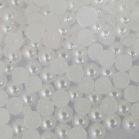 Plas 3mm rnd cabochon pearl white 300pcs