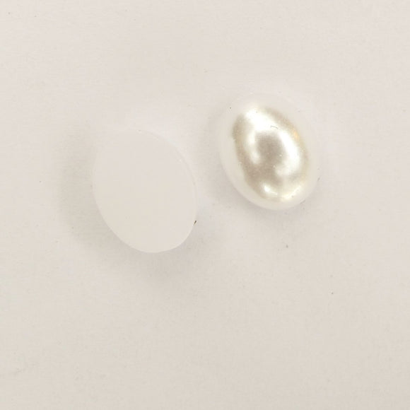 Plas 10x8mm oval cab pearl white 100p