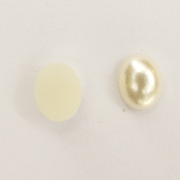 Plas 10x8mm oval cab pearl cream 100p