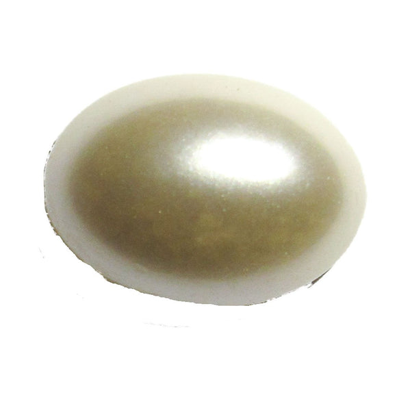 Plas 18x13mm oval cab pearl cream 40p