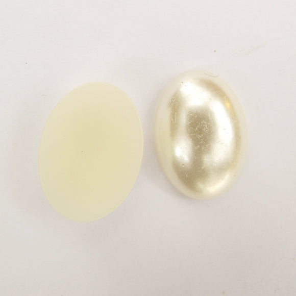 Plas 25x18mm oval cab pearl cream 20p