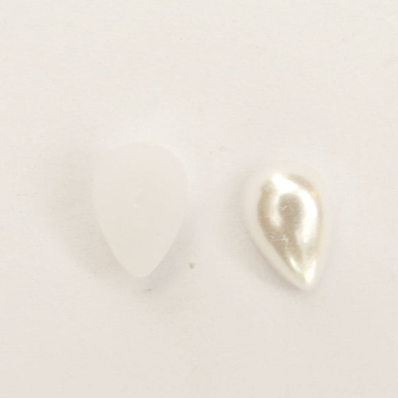 Plas 12x8mm T DROP cab pearl white 100p