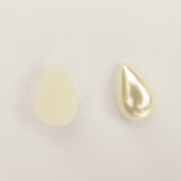 Plas 12x8mm T DROP cab pearl cream 100p