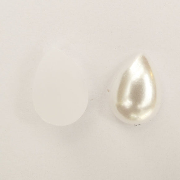 Plas 18x13mm T DROP cab pearl white 40p