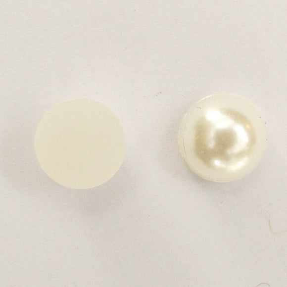 Plas 8mm rnd cabochon pearl cream 100pcs