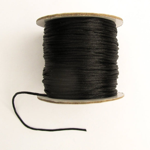 Cord 1m rnd satin cord black 38+metres