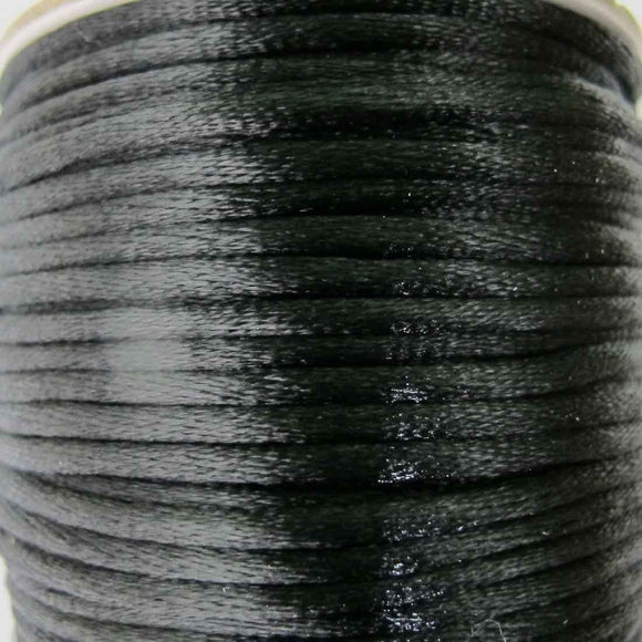 Cord 2m rnd satin cord black 30+metres