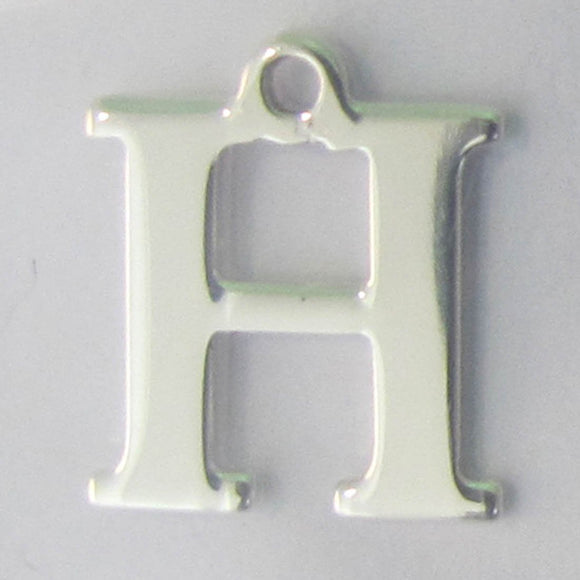 Sterling sil 12mm letter H 1pc