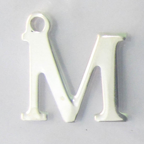 Sterling sil 12mm letter M 1pc