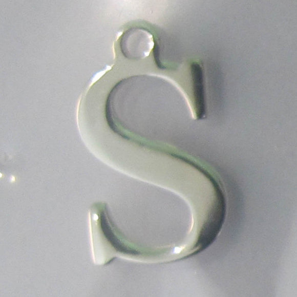 Sterling sil 12mm letter S 1pc