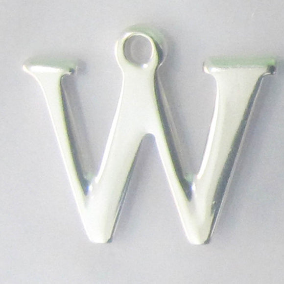 Sterling sil 12mm letter W 1pc