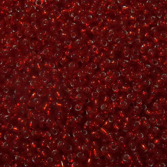 CG seed bead red silver lined 50g