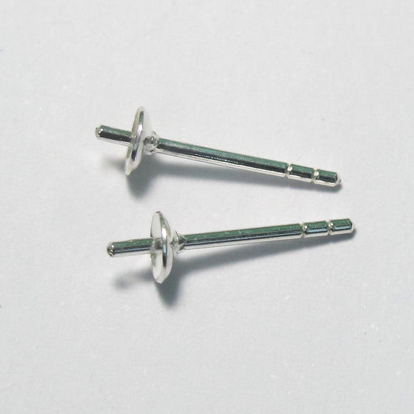 Sterling sil 4mm stud cup/pin 4pcs