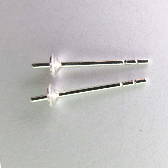 Sterling sil 3mm stud cup/pin 2pcs