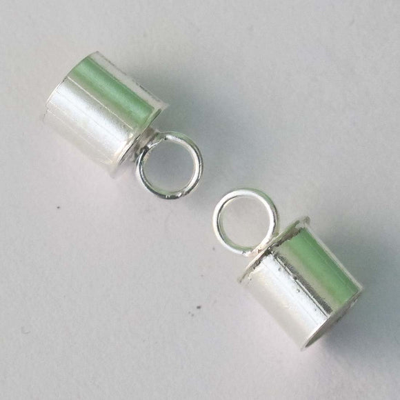 Sterling sil 5mm cord ends + loop 2pcs