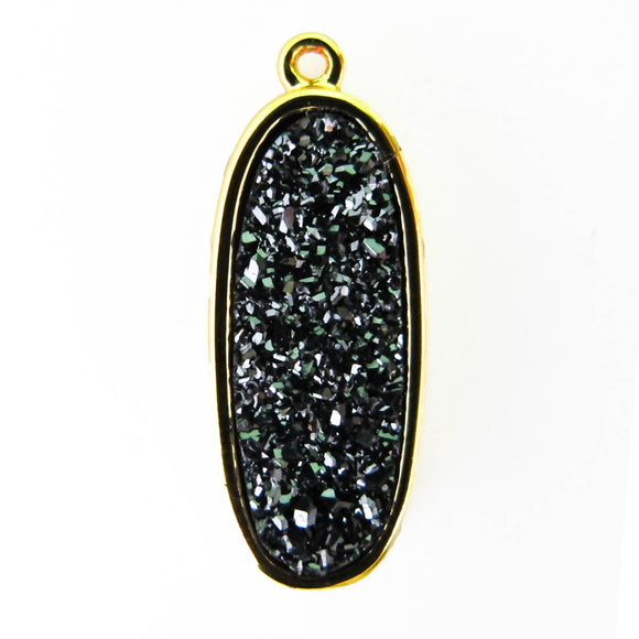 Metal 20x8mm druzy charm hem/gld 2pcs
