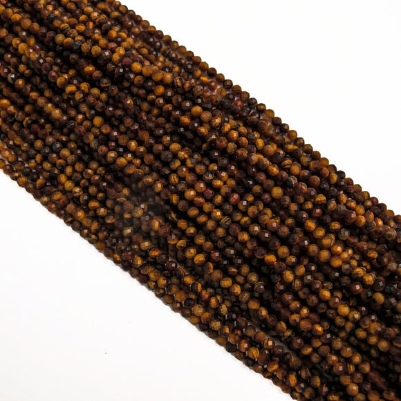 Semi prec 3mm rnd facet tiger eye 120