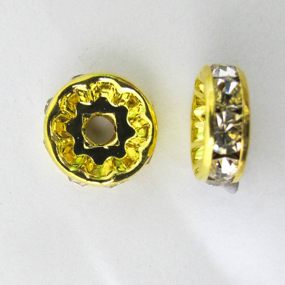 XMASS DECO 10MM DIAMANTE GLD/CLR 5p