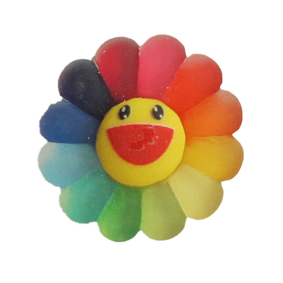 Plas 22mm rnd FLOWER/RAINBOW MAT 10p please note these are without holes