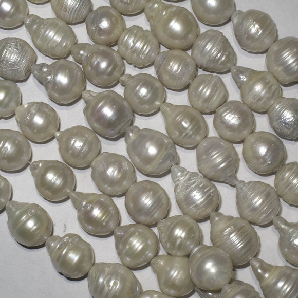 Semi Prec 14x12mm T DROP pearl nat 28p