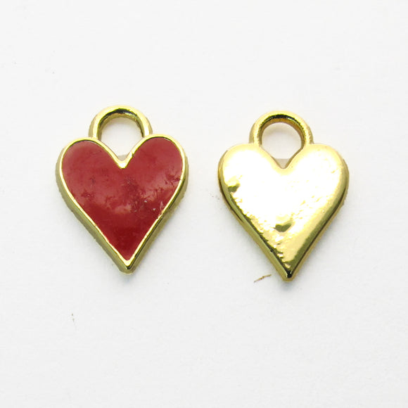 metal 12mm heart NF Gold Red 2pcs