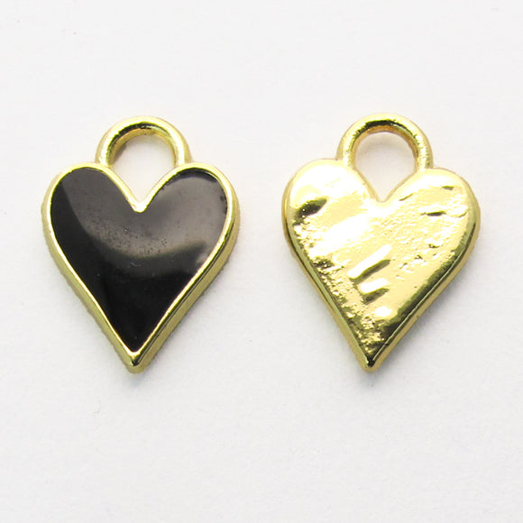 metal 12mm heart NF Gold Black 2pcs