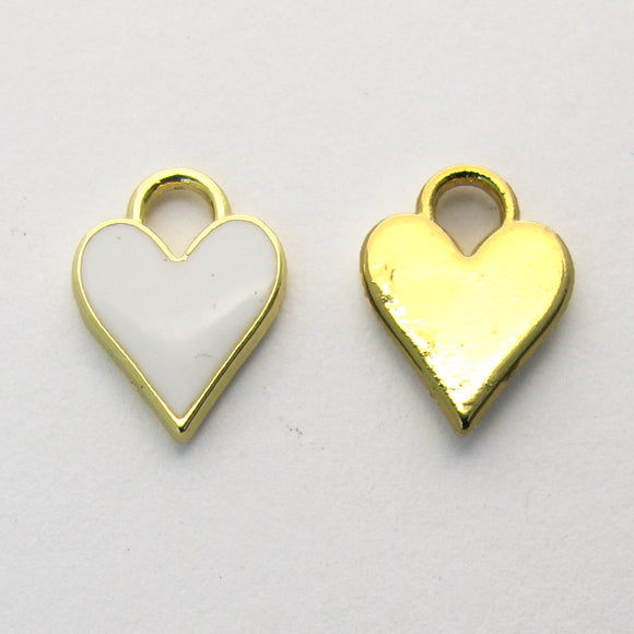 metal 12mm heart NF Gold White 2pcs
