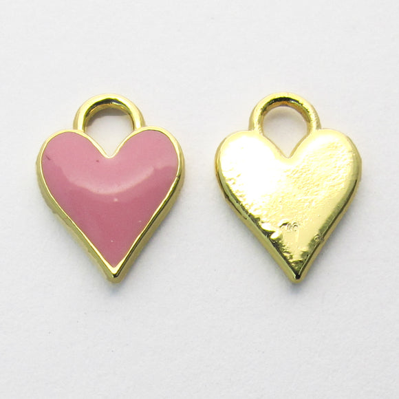 metal 12mm heart NF Gold Baby Pink 2pcs